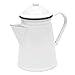 Enamelware 4 Cup Coffee Pot with Percolator - Solid White with Black Rim