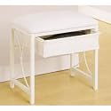 Furniture online: Tuscany Bench with Canvas Drawer (White) (18.75" x 12.25" x 18.25")