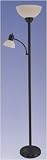 Grandrich G-1097 GLS/BLK Torchiere Floor Lamp with Reading Lamp in Black with Glass Shades