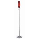 Lite Source LS-80237RED/MOS One Light Torchiere Floor Lamp in Polished Steel with Deep Red Mosaic Gl