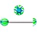 Swirling Green Blue Star Half Dome Barbell Tongue Ring