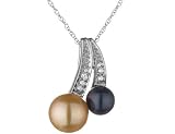 Chocolate and Black Freshwater Pearl Pendant in 14K White Gold