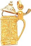 14K Two Tone Gold 3D Beer Stein Charm Drinking Jewelry