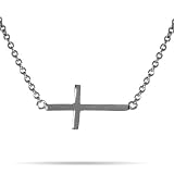 Sterling Silver Simple Sideways Cross Necklace