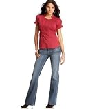 DKNY Jeans Pintucked Short-Sleeved Seersucker Blouse & Boot-Cut East Village Jeans