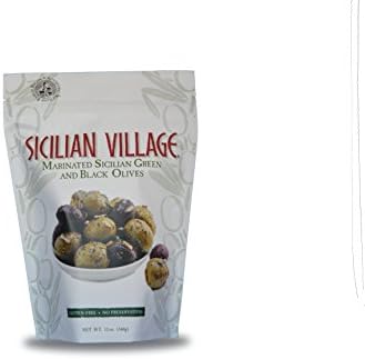 Sicilian Village Marinated Olives, Green/Black, 12 Ounce