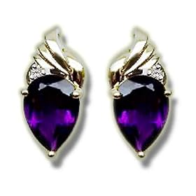 .03 CT 10X7 PEAR AMETHYST EARRING