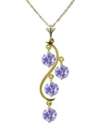 14k Gold Pendant Necklace with Genuine Tanzanites