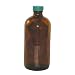 Vestil BTL-UVN-G-8-CS Narrow-Mouth Round UV Glass Bottle with Green Cap, 2-3/4" Diameter x 4-3/4" Height, 8 oz Capacity, Amber (Pack of 6)