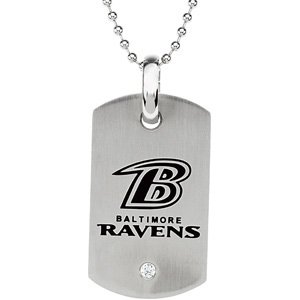 Stainless Steel Baltimore Ravens Logo Dog Tag with Chain