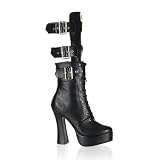 5 Inch Sexy Mid Calf Boot Lace-Up Platform With Belt Buckles