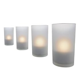 Maxsa Rechargeable Faux-Candle Frosted Glass Votive Lights, Set of 4