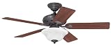 Hunter 22465 Brookline 52-Inch New Bronze Ceiling Fan with Light and 5 Dark-Cherry/Medium-Oak Blades