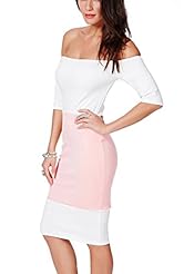 Sexy Polyester Cocktail Off the Shoulder Elbow Length Sleeves Shift Club Dress/Party Dress/Jumper 