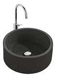 Wenko 18917100 Waschbecken Tropic Black - mit Pop-Up Abfluss, Polyresin, &Oslash; 43 x 16 cm, schwarz
