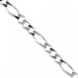 Sterling Silver Unisex Figaro Necklace Lobster Clasp