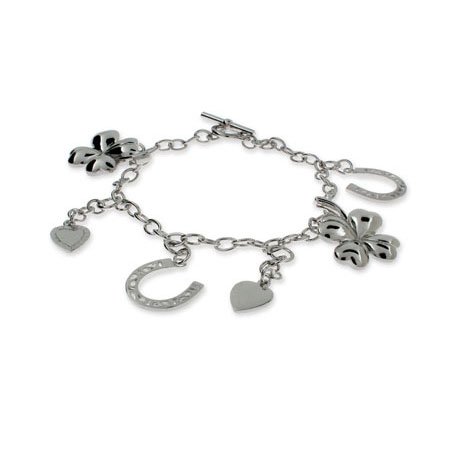 Eve's Addiction Sterling Silver Good Luck Charm Bracelet
