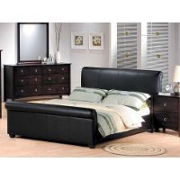 Milano Cappucino Dark Brown Bycast Leather Queen Size Sleigh Bed