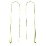18kt Gold over Sterling Silver Short Organic Drop U-shaped Ear Thread Earrings