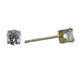 14K 4mm Round Aqua Stud Earrings in Yellow Gold