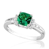 Created Emerald and Diamond Ring