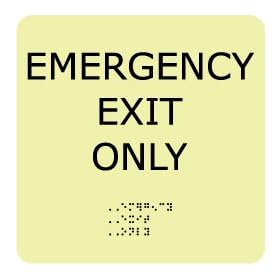 NMC 8x8" Emrgncy Exit Only Glow Ada Sign