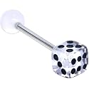 Single CLEAR DICE Barbell Tongue Ring