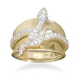 14 Karat Gold Plated and Sterling Silver CZ Snake Ring