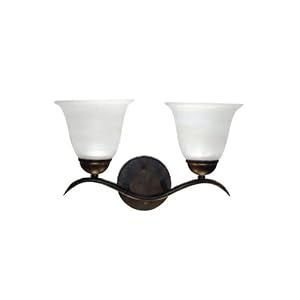 Yosemite Home Decor 6322DB Maple 13-Inch 2-Light Bathroom Vanity, Dark Brown by Yosemite Home Decor