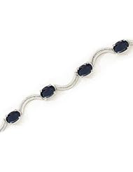 14kt Yellow Gold Oval Blue Sapphire Bracelet.