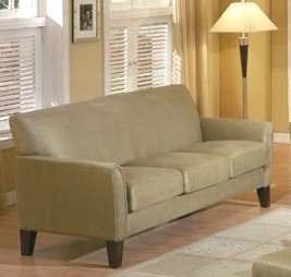Contemporary Style Sage Green Microfiber Sofa Couch