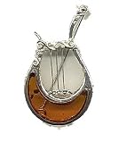 Sterling Silver Cognac Amber Brooch