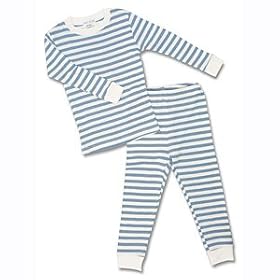 Under the Nile Organic Long John PJs in Blue Stripes