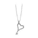 14K White Gold 0.12 ct. Diamond Key to My Heart Pendant with Chain