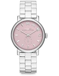 Marc by March Jacobs Baker Silver Tone Pink Dial Watch