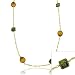 Vermeil (24k Gold over Sterling Silver) Brown, Champagne, Green Genuine Freshwater Cultured Coin Pearl Round Square D-cut Twist Chain Long Dangle Necklace
