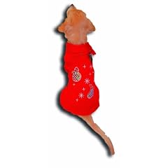 Dogs Kingdom DKSNOWMPUL Pullover Snowman mit Pailletten und Schal, rot, Gr. 60 cm R�ckenl�nge
