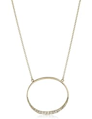Shaesby "Flamenco" 14k Yellow Gold Diamond Oval Bling Necklace