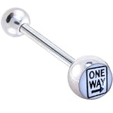 ONE WAY SIGN Logo Barbell Tongue Ring