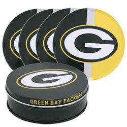 Five Piece Tin Coaster Set - Green Bay Packers