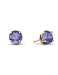 Genuine Tanzanite 14kt Yellow Gold Stud Earrings