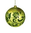 Green Raised Velveteen Floral Patterned Glass Ball Christmas Ornament 5" (125mm)