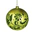 Green Raised Velveteen Floral Patterned Glass Ball Christmas Ornament 5" (125mm)