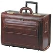 Wheeled Business Briefcase in Black Handmade in Italy by Chiarugi- Leather Luggage Rolling Briefcase