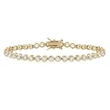 IMAGE OF 18k Gold over Silver Bezel-Set CZ Classic Tennis Bracelet