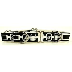 Designer Dog Collar - Mod Dog Martingale Collar - Black/White - Small - Made in USA