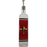 Red Fleur de Lis Decorated Olive Oil Bottle with Pouring Spout