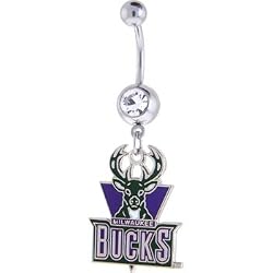 NBA Milwaukee Bucks Crystalline Gem Belly Ring