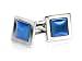 Classic Steel Blue Cateye Cufflinks in Silver Frame with Presentation Box