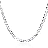 Sterling Silver Flat Mariner Link Necklace 24